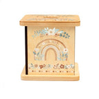 Wooden Piggy Bank for Kids and Adults, Personalized Gift Handmade in USA by BloomOwl, Custom Piggy Bank, Personalized Banks for Kids, Gifts for Baby Boys and Girls (Rainbow- Boho Floral)