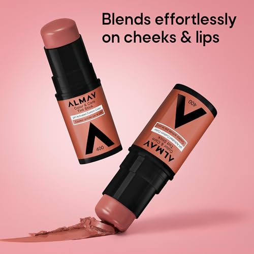 Almay Lip and Cheek Tint, Color & Care Tint Stick, Multi-Use Moisturizing Blush and Lip Color, Dewy Finish, 100 Natural Flush, 0.25 oz