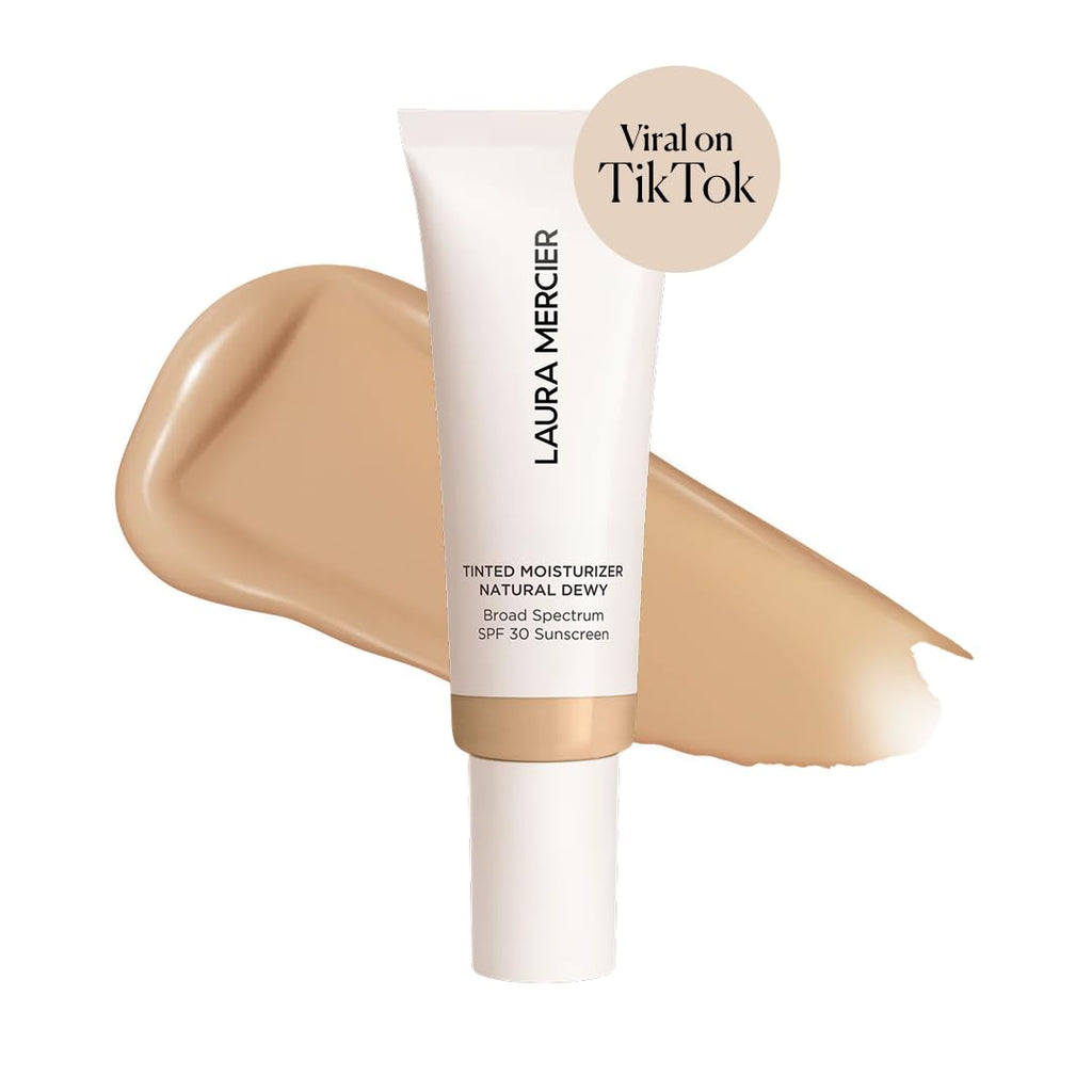 Laura Mercier Tinted Moisturizer Natural Dewy with SPF 30: 24HR+ Hydration, Long Lasting, Sheer to Light, Buildable Coverage, Dewy Finish, Improve Skin Tone and Texture, Skin Tint, Maple