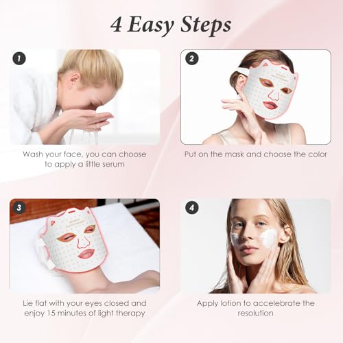 Red Light Therapy for Face, 7 Colors LED Face Mask Light Therapy At Home, Led Face Mask Light Therapy, White