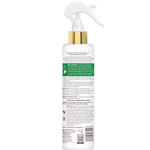 Palmer's Amino Bonding Complex Hair Treatment, Leave-In Conditioner Spray with Coconut Oil & Vitamin E, Heat Protectant, Anti Frizz, Strengthens & Protects Hair Growth, All Hair Types, 6.7 fl. oz