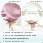 Cocheng 100% Mulberry Silk Bonnet Double-Sided Silk Sleep Cap With Adjustable Ribbon 19 Momme Silk Bonnet for Sleeping (Bean Pink)