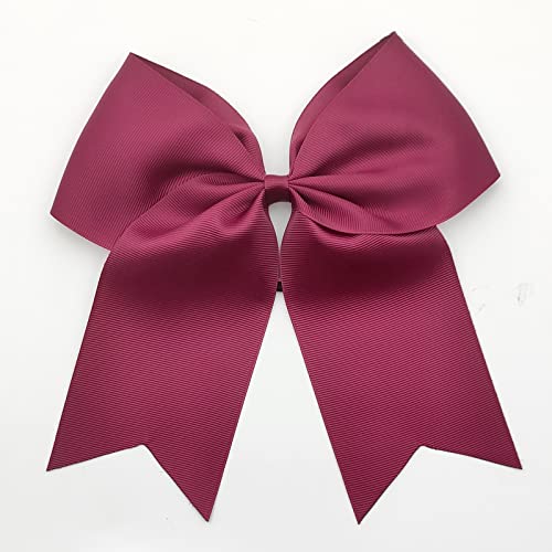 Hipcheer 20pcs 8" Large Maroon Cheer Bows for Girls, Hand-made Grosgrain Ribbon Hair Accessories for Teen Girls Softball Cheerleader Sports (Maroon 2)