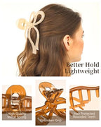 Yanibest Elegant Bow Hair Claw Clips Stylish Large Hair Clips for Thin and Thick Hair | Holiday Gift for Teen Girls | Chic Hair Styling Accessories for Women (Beige/Pink)