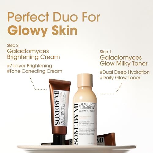 SOME BY MI Galactomyces Glutathione Glow Milky Toner - 6.76Oz, 200ml - Hydrating & Brightening Korean Milky and Rice Toner with Glutathione & Vitamin C for Smooth, Radiant Skin - Korean Skin Care