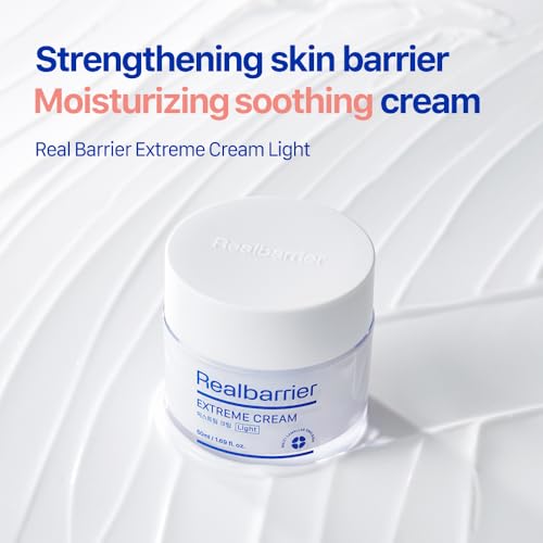 Real Barrier Extreme Cream Light 1.69 Fl Oz, Lightweight Daily Soft Cream Facial Moisturizing Soothing Cream with Hyaluronic Acid Ceramides for Sensitive Skin, Strengthen Skin Barrier, Korean Skincare