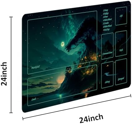 MTG Playmat TCG Playmat -Includes Storage Tube and 7 Dice-Experience Top-Tier Quality and Edge-Locking Waterproof and Non-Slip Mat! (playmat with Zones, Greenery)