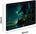 MTG Playmat TCG Playmat -Includes Storage Tube and 7 Dice-Experience Top-Tier Quality and Edge-Locking Waterproof and Non-Slip Mat! (playmat with Zones, Greenery)