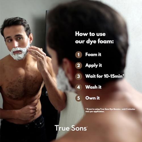 True Sons Hair Dye Foam for Men - Natural Look - Effortless, Multi-Use Dye Kit with Instant Color Booster Applicator, Ammonia-Free Formula For Sensitive Skin, Simpler Hair Dye(3 Bottles, Dirty Blonde)