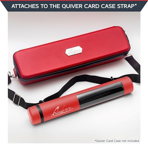 Quiver Time Red XL Orion Playmat Tube - TCG MtG Playmat Tube Case Bag with Waterproof Zipper, Hidden Dice Pocket, Adjustable Removable Shoulder Strap, See-Through Window, Fits 14" and 15" playmats