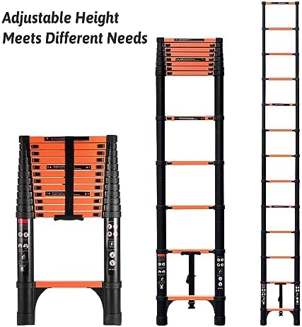 20.3FT Telescoping Ladder, Portable Extension Folding Ladder, Multi-Purpose Compact Telescopic Ladder for Household or Outdoor Work, 330lbs Max Capacity