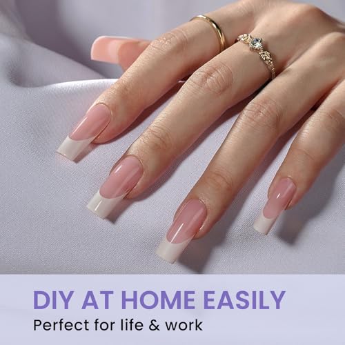 BTArtbox Square Gel Nail Tips - 320pcs Press on Nails Medium, Pre-shape Half Matte Clear False Tips, Full Cover Acrylic Fake Nails For Nail Extension, Home DIY Nail Salon 16 Sizes