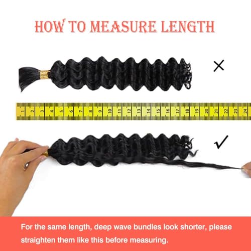 Human Hair Braiding Hair 50g 24 Inch Deep Wave Bulk No Weft Bundle 100% Brazilian Virgin Curly Human Hair Extensions for Boho Braids Wet and Wavy Human Braiding Hair