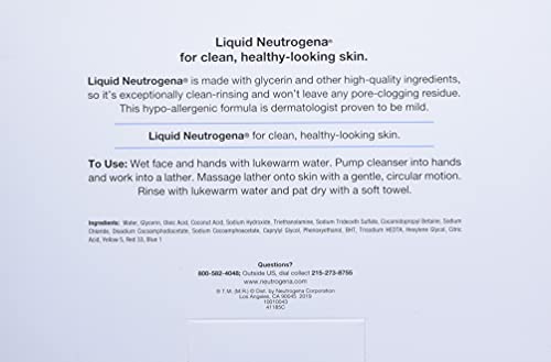 Neutrogena Fragrance Free Liquid Neutrogena, Facial Cleansing Formula, 8 oz Pump Bottles (Pack of 4)