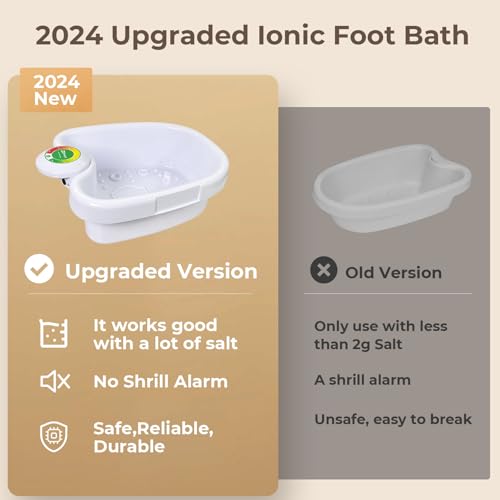 Upgraded Ionic Foot Detox Machine, Foot Spa Bath for Home Use, Foot Cleaner Machine To Remove Toxins with 2 Arrays, 15 Disposable Foot Bath Liners, Detox Sea Salt, Upgraded Durable Basin