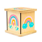 Wooden Piggy Bank for Kids and Adults, Personalized Gift Handmade in USA by BloomOwl, Custom Piggy Bank, Personalized Banks for Kids, Gifts for Baby Boys and Girls (Rainbow)