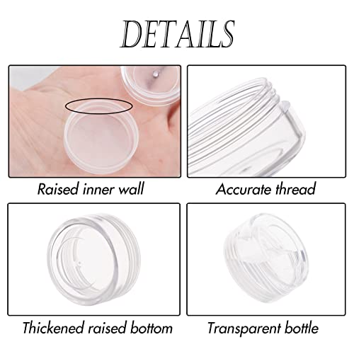 ZEJIA 3 Gram Sample Containers with Lids, 200 Count Tiny Sample Jars, 3ML Makeup Cosmetic Containers for Lip Balms, Lotion, Powder, Beauty Products(Clear Lids)