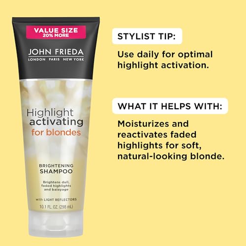 John Frieda Sheer Blonde Brightening Shampoo with Avocado Oil and Vitamin C - Revives Dull Highlights for Lighter Blondes, 8.45 Fl Oz
