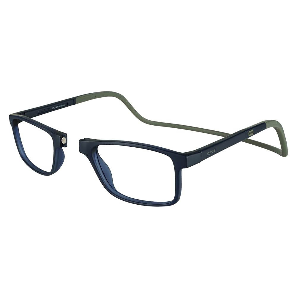 Clic Magnetic Reading Glasses for Men or Women, Soft Foldable Band, Computer Readers, Barat (M-XL, Matte Blue, 2.50 Magnification)