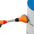 Jet Stream Spa & Pool Filter Cleaner Dual Tool Set with Fan Spray Head for Outer Pleats + Long-Reach 360° Cartridge Core Cleaning Wand