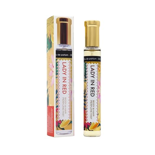Esha Body & Hair Perfume Mist - Eau de Parfum for Women - Infused with Betaine - Cherry, Berry, and Ocean Surrounded in Musky Vanilla - (LADY IN RED)