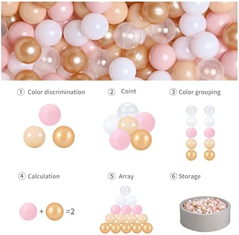 GOGOSO Ball Pits Balls for Toddlers Pack of 50 100 200 Plastics Shape Ball Non-Phthalate Non-BPA Non-Toxic 2.2-Inch Crush Proof Play Balls