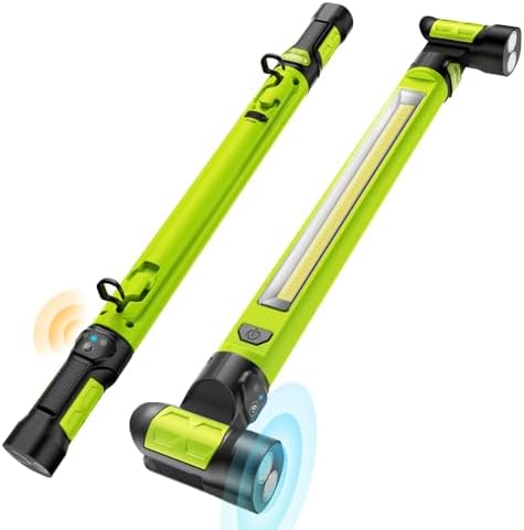 Work Light【AUTO ON/Off】 3000LM LED Work Light 5200mAh Under Hood Working Light with Hooks, Portable Magnetic Rechargeable Cordless Job Site Lighting for Mechanic/Car Repairing/Garage-Green