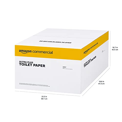 AmazonCommercial 2-Ply Ultra Plus Toilet Paper, Bath Tissue, Soft and Strong, Septic Safe, Unscented, 400 Sheets per Roll, 80 Individually Wrapped Rolls for Business Use