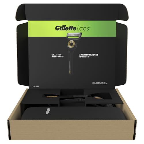 GilletteLabs With Exfoliating Bar Shaving Razor For Men, 1 Handle, 3 Blade Refills, Includes Travel Case for Convenient Storage On The Go