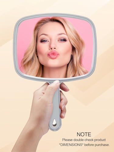 Hand Mirror Salon Barber Hairdressing Handheld Mirror with Handle(Square,Black and Grey,7.4 x 10.3 inches), 2PCS, Black&grey