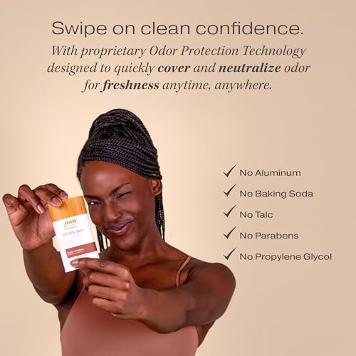 RAW SUGAR Aluminum Free Deodorant Stick, Simply Deo Bundle (Pack of 3) Whole Body Deodorant for Women & Men, Clean Formulated without Baking Soda, Talc & Parabens, Santal + Verbena Scent