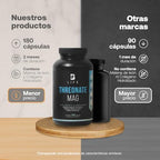 Threonate Mag 180 Cápsulas. Ingredientes Naturales: L Treonato de Magnesio, Melena de Leon y Colágeno Hidrolizado. L Threonate Mag B Life.