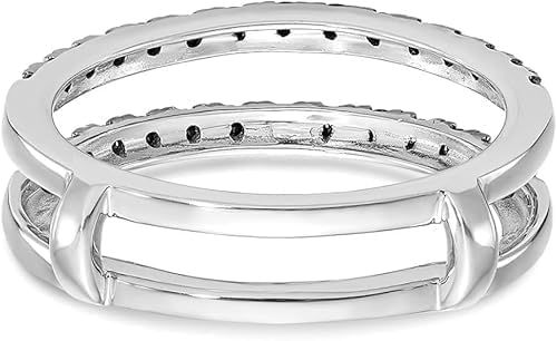 Finecreatio_usa- 0.50Ct Round Cut Lab Created Black Diamond Prong Set Woman's Enhancer Ring Guard Wrap Wedding Ring 14K White Gold Finish (white, 10)