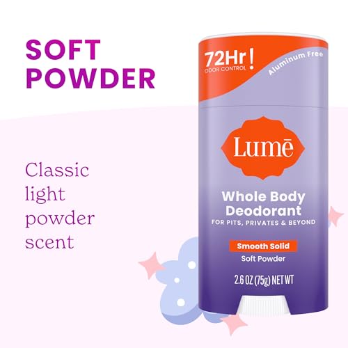 Lume Whole Body Deodorant - Smooth Solid Stick - 72 Hour Odor Control - Doctor Developed - Aluminum Free, Baking Soda Free and Skin Loving - 2.6 Ounce, Pack of 2 (Soft Powder & Lavender Sage)