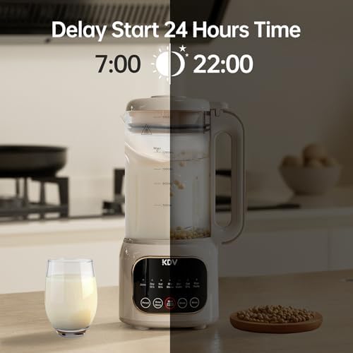 8 in 1 Automatic Nut Milk Maker Machine,40oz Soy Milk Maker Blender for Almond, Oat, Coconut, Plant-Based & Non-Dairy Milks/Beverages with 24H Pre-Set Timer & 12H Keep Warm