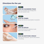 Torriden DIVE IN Trial Kit | Hyaluronic Acid Infused Daily Skincare Kit - 4 Step Regimen with Foam Cleanser, Facial Toner, Serum, and Cream | Korean Skin Care Set