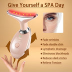 7-in-1 Face Massager Tool for Skin Care, Red Light Therapy for Face, Double Chin Gift (Pink)