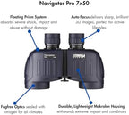 Steiner Navigator Pro 7x50 Binoculars - Magnification 7X - High Contrast Optics - Floating Prism System - Sports-Auto Focus - Delivers Excellent Image Clarity, Navy Blue (7655)