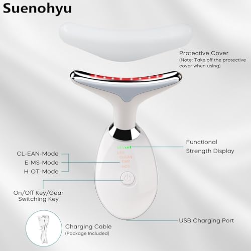 Red Light Therapy for Face, 7 Color LED Facial Light Therapy Wand for Skin Care at Home Blue Light Therapy Face Massager Tool for Face, Neck (White)