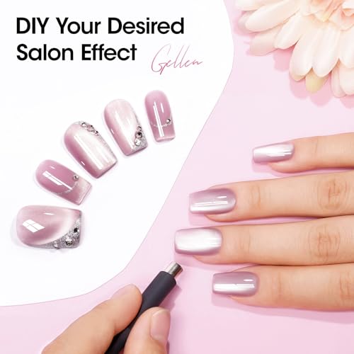 Gellen Cat Eye Gel Nail Polish 18ml, Moonlight High Gloss Gel Polish with Magnet, Silk Smoothie Holographic Gel Polish, Ceramic Cateye Magnetic Soak Off UV Gel Polish, Nail Art Manicure Salon