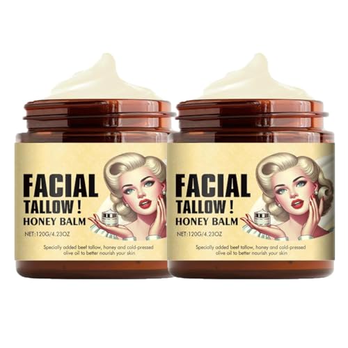 Whipped Beef Tallow & Honey Balm | Grass-Fed, Grass-Finished Organic Tallow Face Moisturizer, Body Lotion & Lip Balm | Unscented Multi-Purpose Balm | 4.23oz (2)