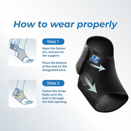 LP SUPPORT 768CN Ankle Stabilizar Brace - Achilles Tendon Strap for Tendonitis, Sprains, Strains Pain Relief and Recovery - Ankle Support for Women and Men - (Black, XL, 1pcs)