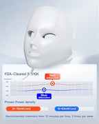 NEWKEY LED Face Mask Light Therapy,Red Light Therapy for Face Wrinkle Blue Light Therapy Mask for Face Acne,150LEDs,10 Min Auto Shut off, Wired