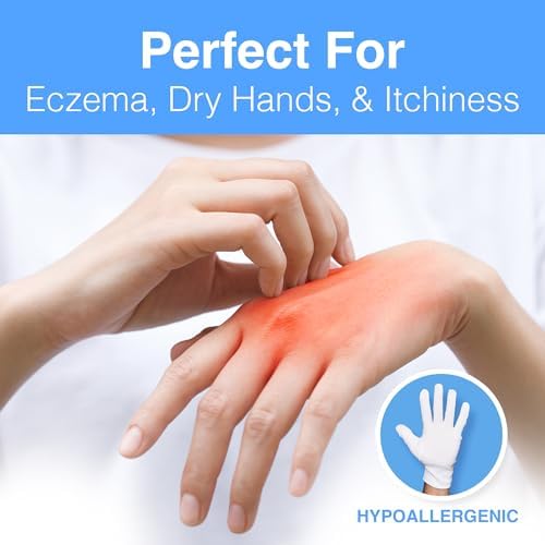 Cara Moisturizing Eczema 100% Premium Cotton Gloves, Medium, White, 24 Pair