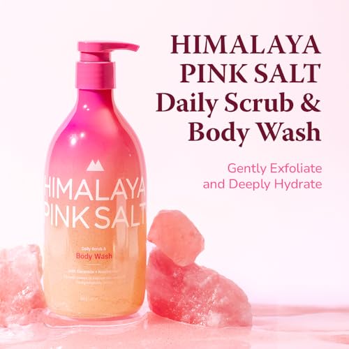 Daily Scrub & Body Wash - Exfoliating Body Scrub, Dead Sea Salt & Himalayan Pink Salt, Natural Moisturizing Body Wash, Retinol & Hyaluronic Acid Shower Gel, Korean Skincare 21.1oz