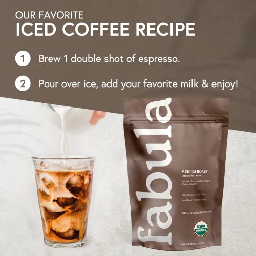 Fabula Low Acid Coffee Beans Whole, USDA Organic Coffee Beans Medium Roast - Non-GMO - No Molds - Mycotoxins Pesticides Free - Single Origin Coffee - 12 oz