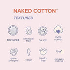 White Rabbit - NAKED COTTON Textured - Perforated Facial Cotton Pads - For Makeup Remover, Toner, Mask - 100% Cotton, Unbleached, Lint-Free - Exfoliating & Durable - Natural & Cruelty-Free - 200 Count