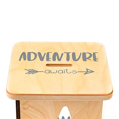 Wooden Piggy Bank for Kids and Adults, Personalized Gift Handmade in USA by BloomOwl, Custom Piggy Bank, Personalized Banks for Kids, Gifts for Baby Boys and Girls (Bear and Mountain)