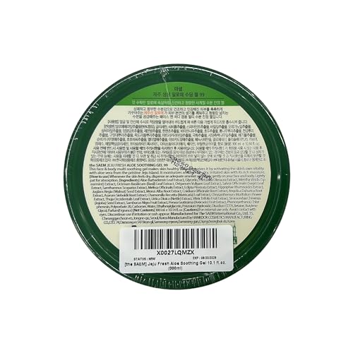 [the SAEM] Jeju Fresh Aloe Soothing Gel 10.1 fl. oz. (300ml) - 99% Aloe Vera, Hydrates & Dry, Itchy & irritated Skin