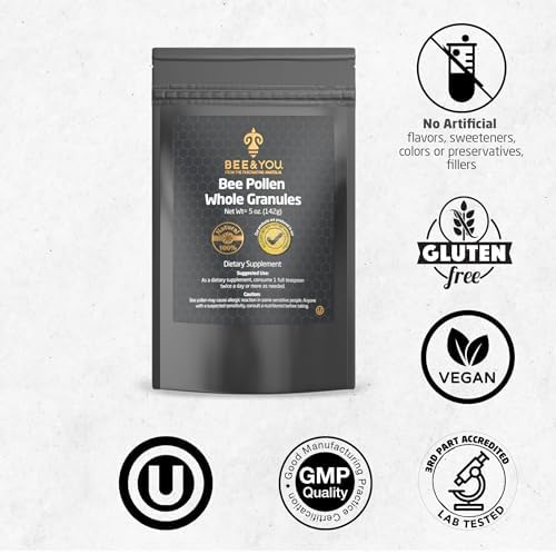 Bee and You - 100% Natural & Raw Bee Pollen Granules, Bee Pollen Supplement, Natural Superfood, Amino Acids, Antioxidants, Enzymes, Vitamin B, Paleo, Keto, Gluten Free, Adults | 5 Oz Pack of 2